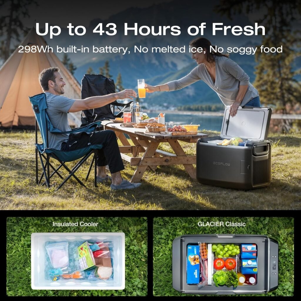 EF ECOFLOW GLACIER Classic 45L Portable Fridge Freezer with Battery, 39H Cooling Car Refrigerator, Battery Powered with App Control, 6 Charging Options, FastQuiet Electric Cooler for Camping, RV EF ECOFLOW GLACIER Classic 45L Portable Fridge Freezer with Battery, 39H Cooling Car Refrigerator, Battery Powered with App Control, 6 Charging Options, FastQuiet Electric Cooler for Camping, RV
