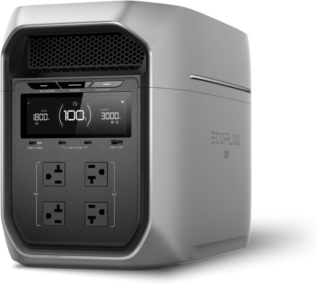 EF ECOFLOW Portable Power Station DELTA 3 Max Plus, 2048Wh LiFePO4 Battery, Solar Generator (Solar Panel Optional), 3000W Max Output, Fast 0–80% Recharge in 64mins, Reliable Home Backup  RV Camping