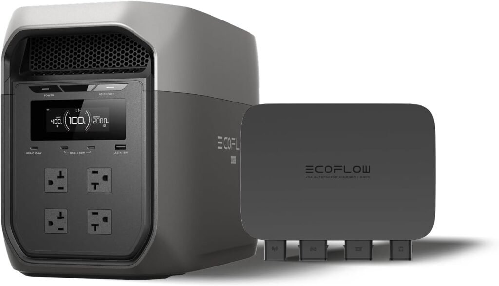 EF ECOFLOW Solar Generator DELTA 2 Max 2048Wh with 220W Solar Panel, LiFePO4 Battery Portable Power Station, Up to 3400W AC Output, AC + Solar Fast Dual Charging 0-100% in 1 Hr For Outdoor Camping RV