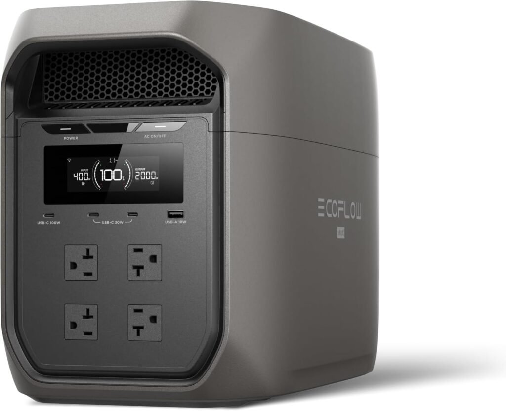 EF ECOFLOW Portable Power Station DELTA MAX Portable Power Station (Black), 3400W X-Boost Output, Ultra-Fast 0-80% Charging in 1.13 Hr, Home Backup RV Camping (Solar Panel Optional) EF ECOFLOW Portable Power Station DELTA MAX Portable Power Station (Black), 3400W X-Boost Output, Ultra-Fast 0-80% Charging in 1.13 Hr, Home Backup RV Camping (Solar Panel Optional)