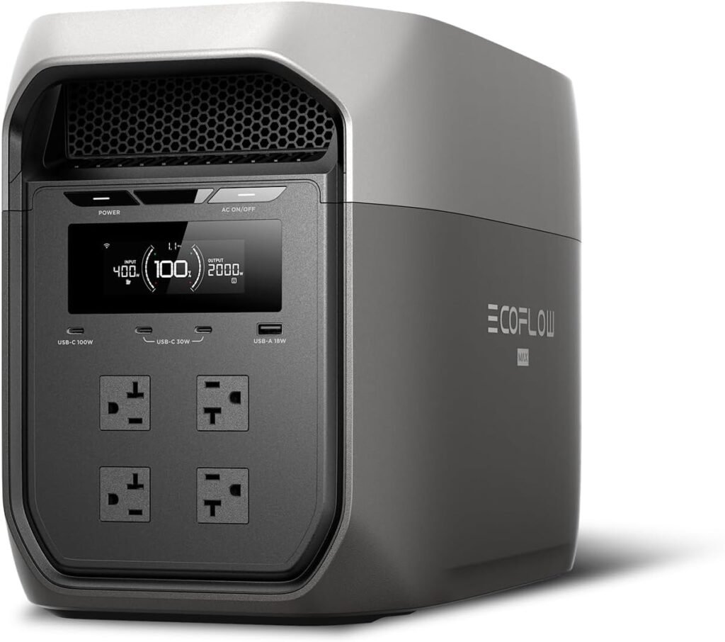 EF ECOFLOW Portable Power Station DELTA MAX Portable Power Station (Black), 3400W X-Boost Output, Ultra-Fast 0-80% Charging in 1.13 Hr, Home Backup RV Camping (Solar Panel Optional) EF ECOFLOW Portable Power Station DELTA MAX Portable Power Station (Black), 3400W X-Boost Output, Ultra-Fast 0-80% Charging in 1.13 Hr, Home Backup RV Camping (Solar Panel Optional)