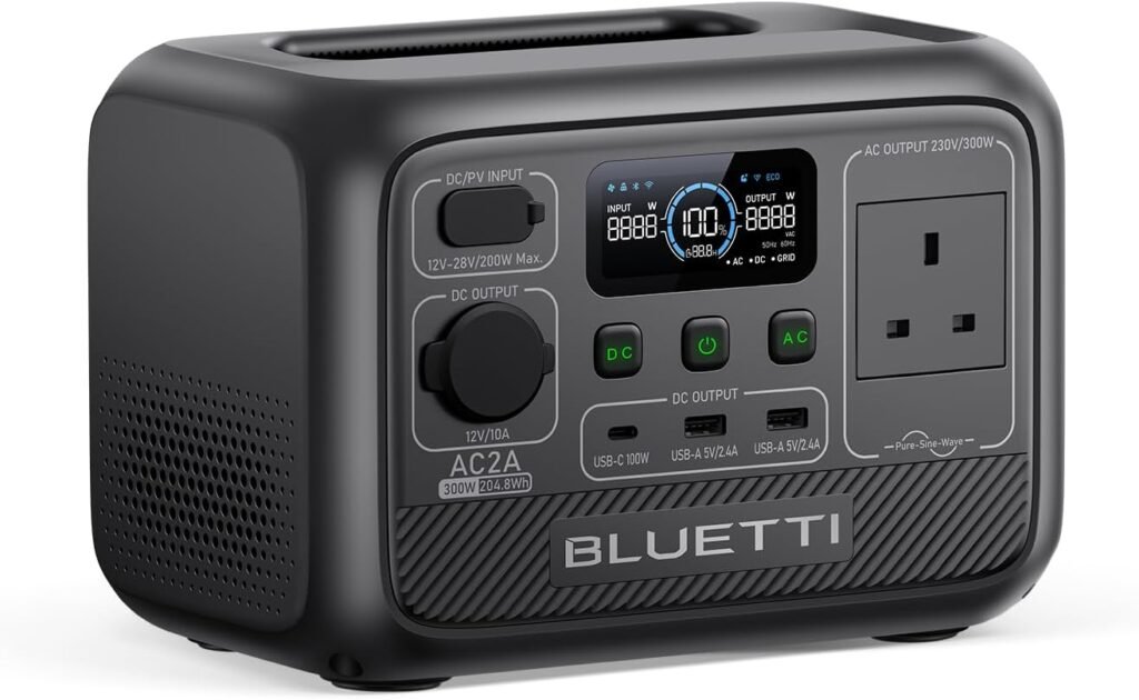 BLUETTI AC2A, 204Wh LiFePO4 Battery Backup 300W, Portable Power Station for Outdoor Camping (Solar Panel Optional) (Renewed)