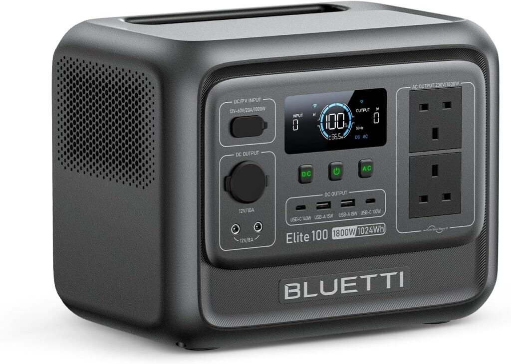 BLUETTI Elite V2 Solar Generator, 1024Wh LFP Battery Backup w/ 1800W AC Outlets (3600W Surge), 35% Smaller, Portable Power for Camping, Outages, and UPS Backup (Solar Panel Optional)