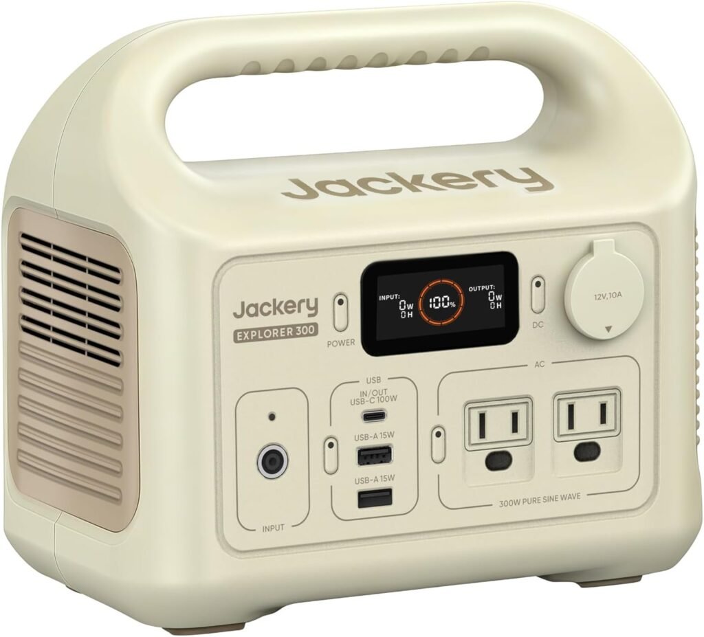 Jackery Portable Power Station Explorer Dune White, 292Wh Backup LiFePO4 Battery, Solar Generator for Outdoors Camping Travel Hunting Blackout (Solar Panel Optional)