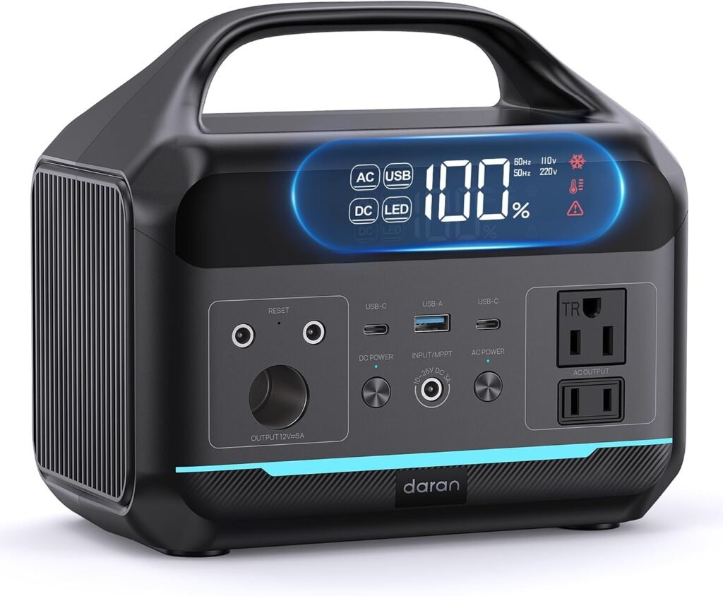 DARAN Portable Power Station 300W, 192Wh LiFePO4 Battery, Solar Generator with 110V AC Outlet Ports,Battery Backup for Camping, RV, Home Emergency Backup