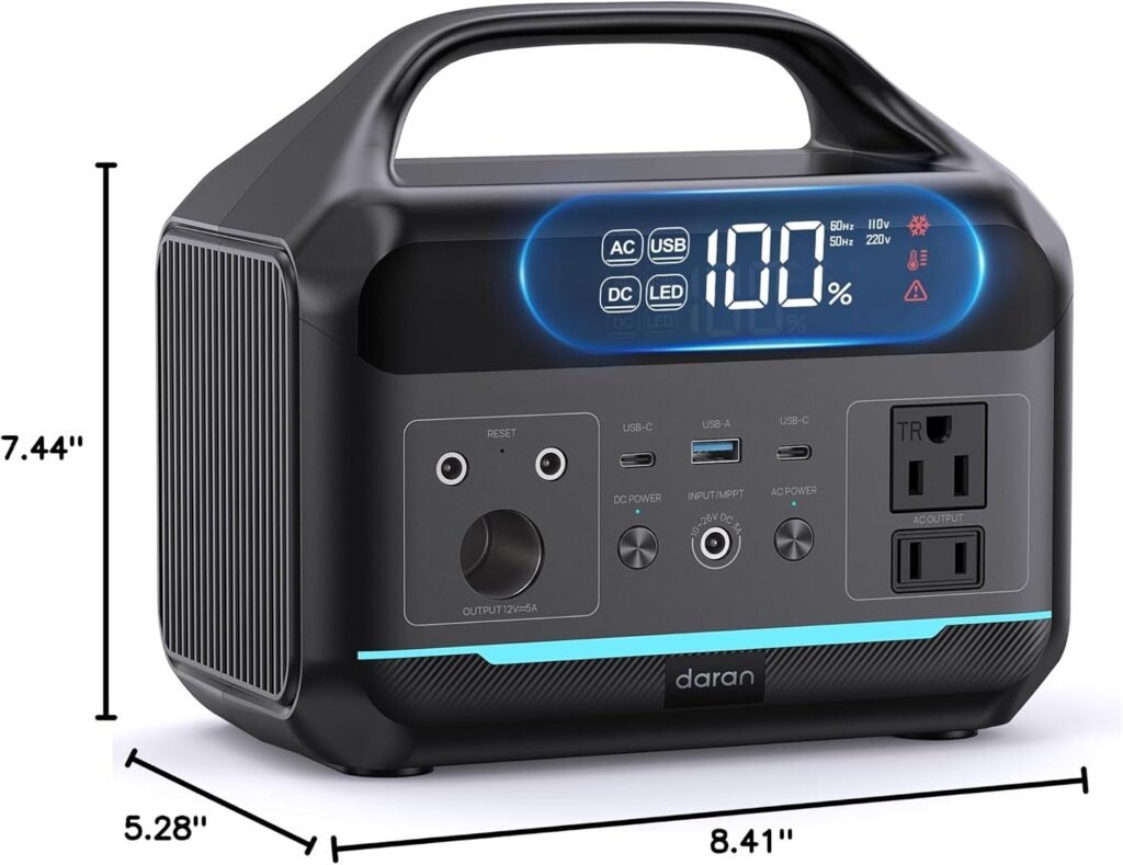 DARAN Portable Power Station 300W, 192Wh LiFePO4 Battery, Solar Generator with 110V AC Outlet Ports,Battery Backup for Camping, RV, Home Emergency Backup