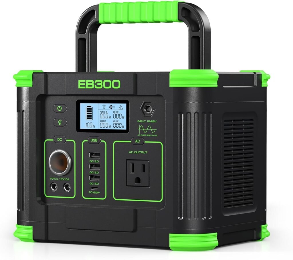 Portable Power Station 330W 288.6Wh Solar Generator, LiFePO4 Battery, 60W USB-C PD Fast Charging, Pure Sine Wave AC Outlet, 5W Wireless Charger, LED Flashlight for Camping, Home Emergency Outdoor